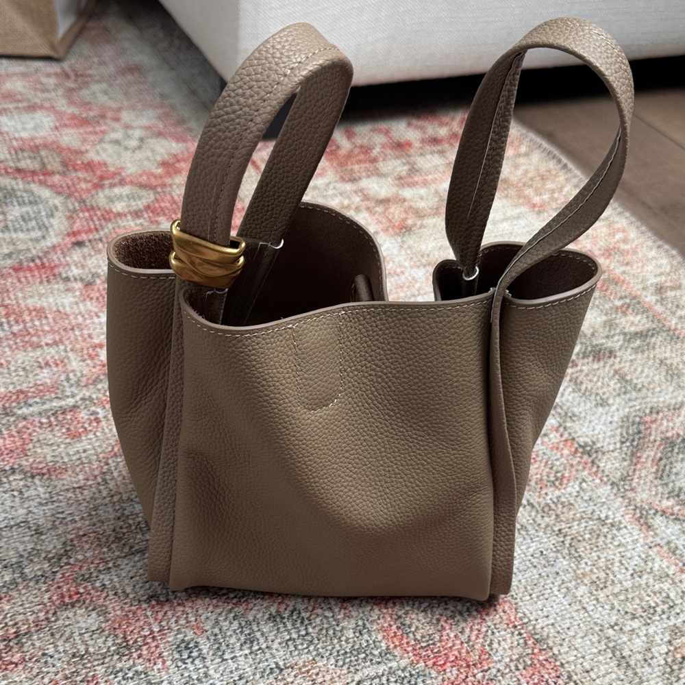Faux Beige Leather Tote